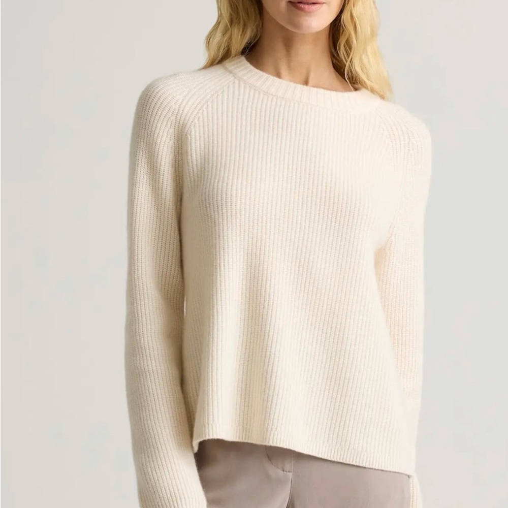Quince Mongolian Cashmere Fisherman Crewneck Sweater